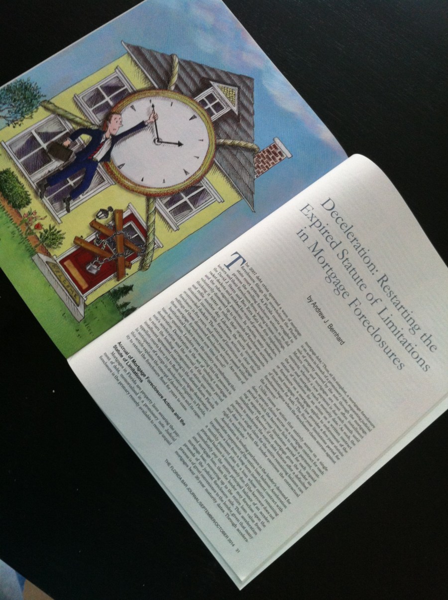 Andrew Bernhard's article on deceleration of mortgage foreclosures