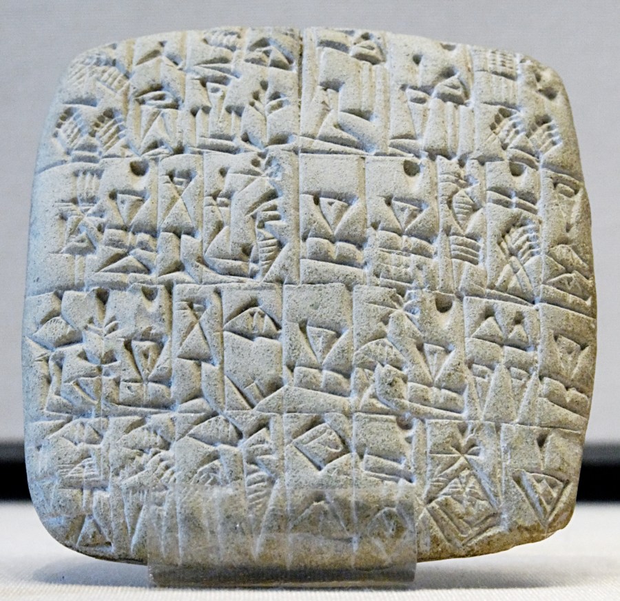 Ancient bill of sale and a building in Shuruppak, Sumerian tablet, circa 2600 BC Marie-Lan Nguyen (2009)